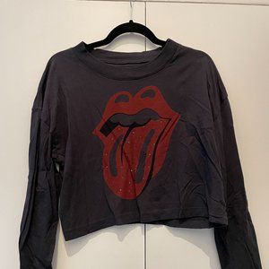Rolling Stones Cropped Long Sleeve Tee